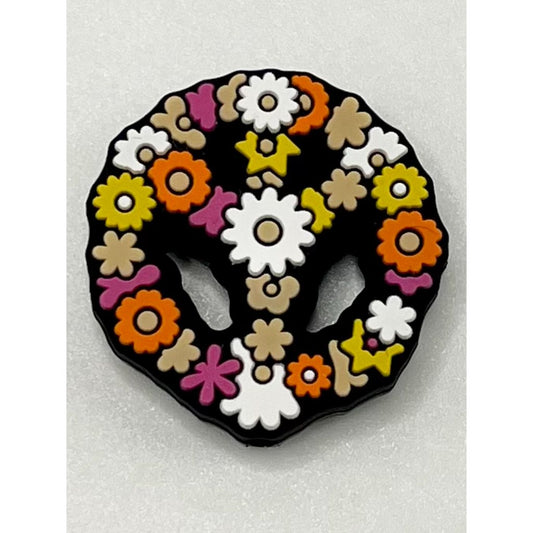 Flowers with Peace Sign Silicone Focal Beads