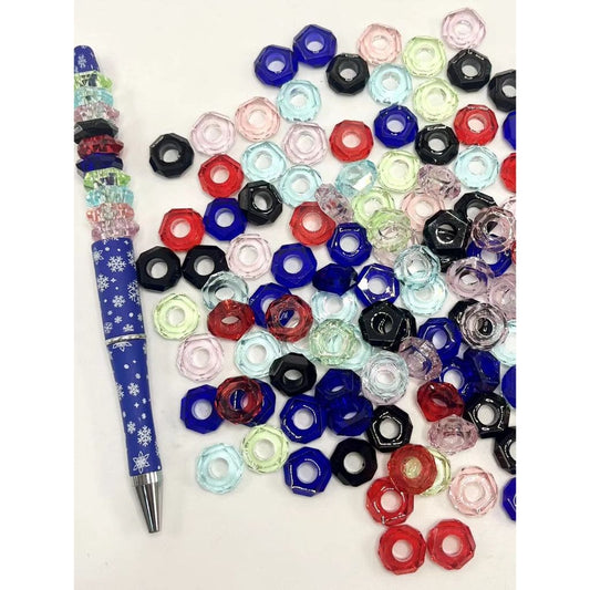 Cute See Thru Faceted Wheel Acrylic Beads with Pentagon Surface, 5mm by 14mm, JY
