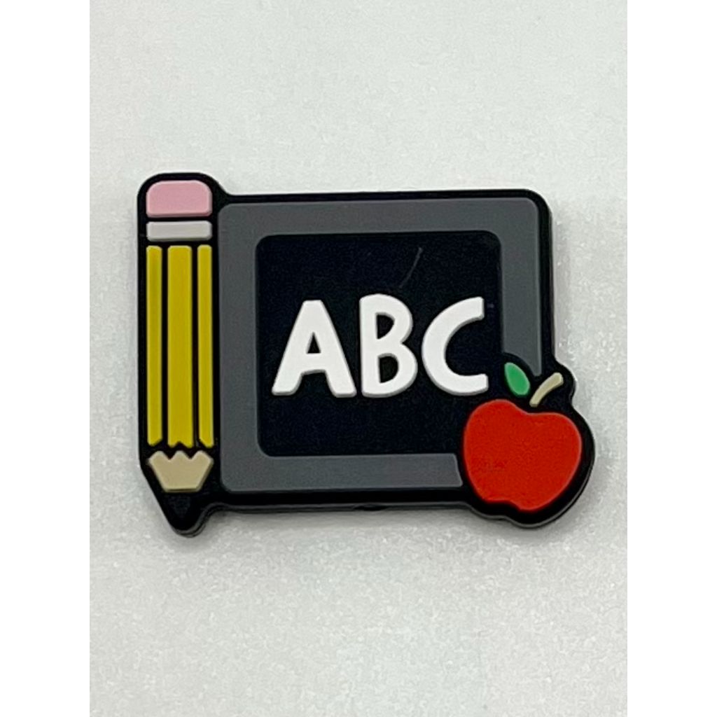 ABC Apple Pencil Chalkboard Silicone Focal Beads