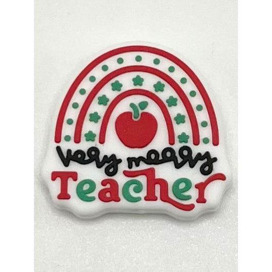 Apple Teacher with Rainbow Silicone Focal Beads