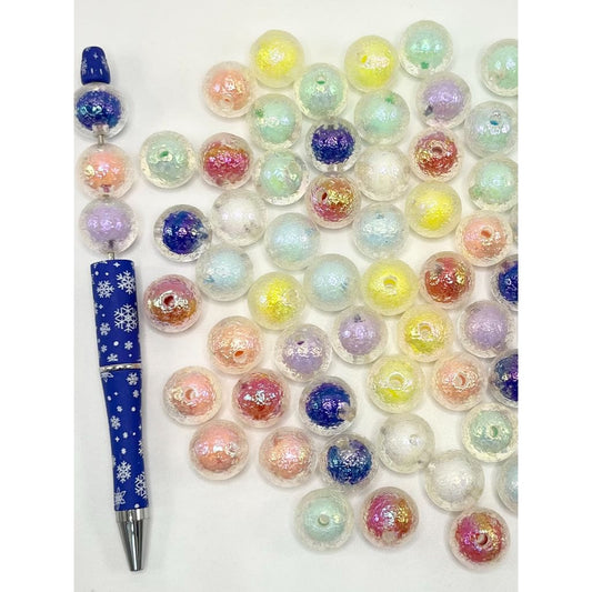 Rough Double Layer Round Acrylic Beads, WQ