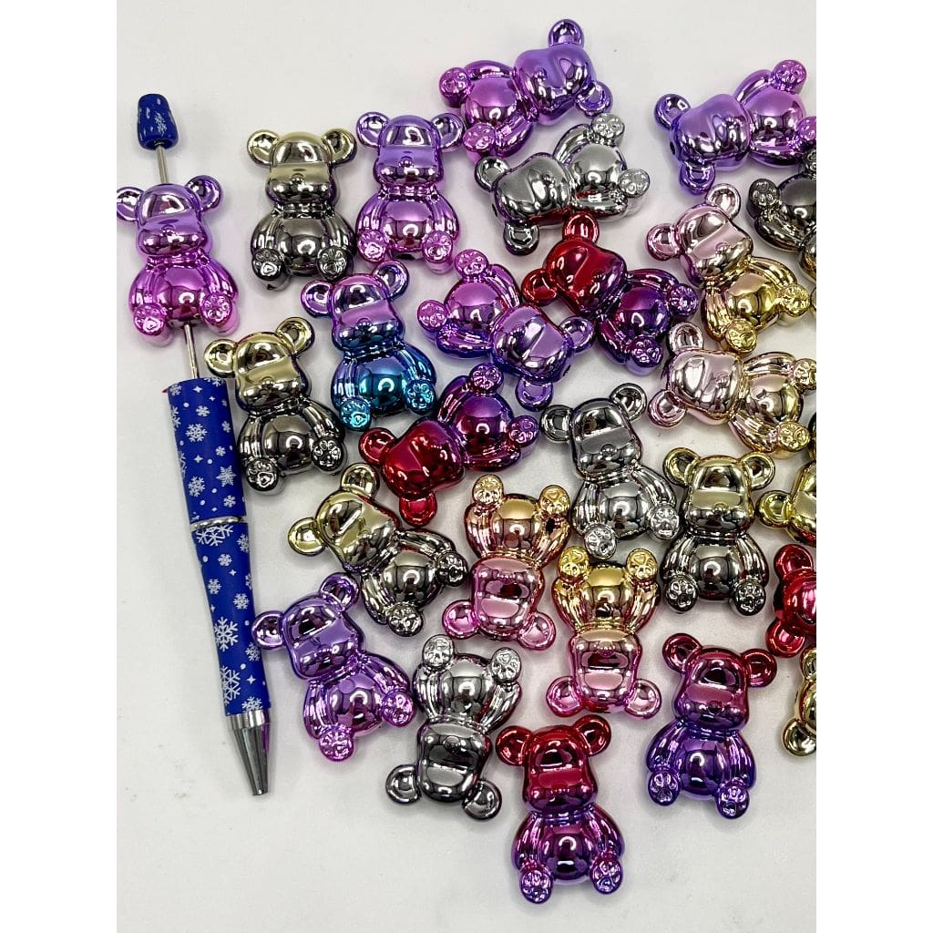 Adorable Bear Ombre Metallic Color Acrylic Beads, 23mm by 33mm, XBL