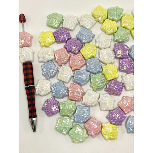 Adorable House Acrylic Beads, 17mm by 20mm, WQ