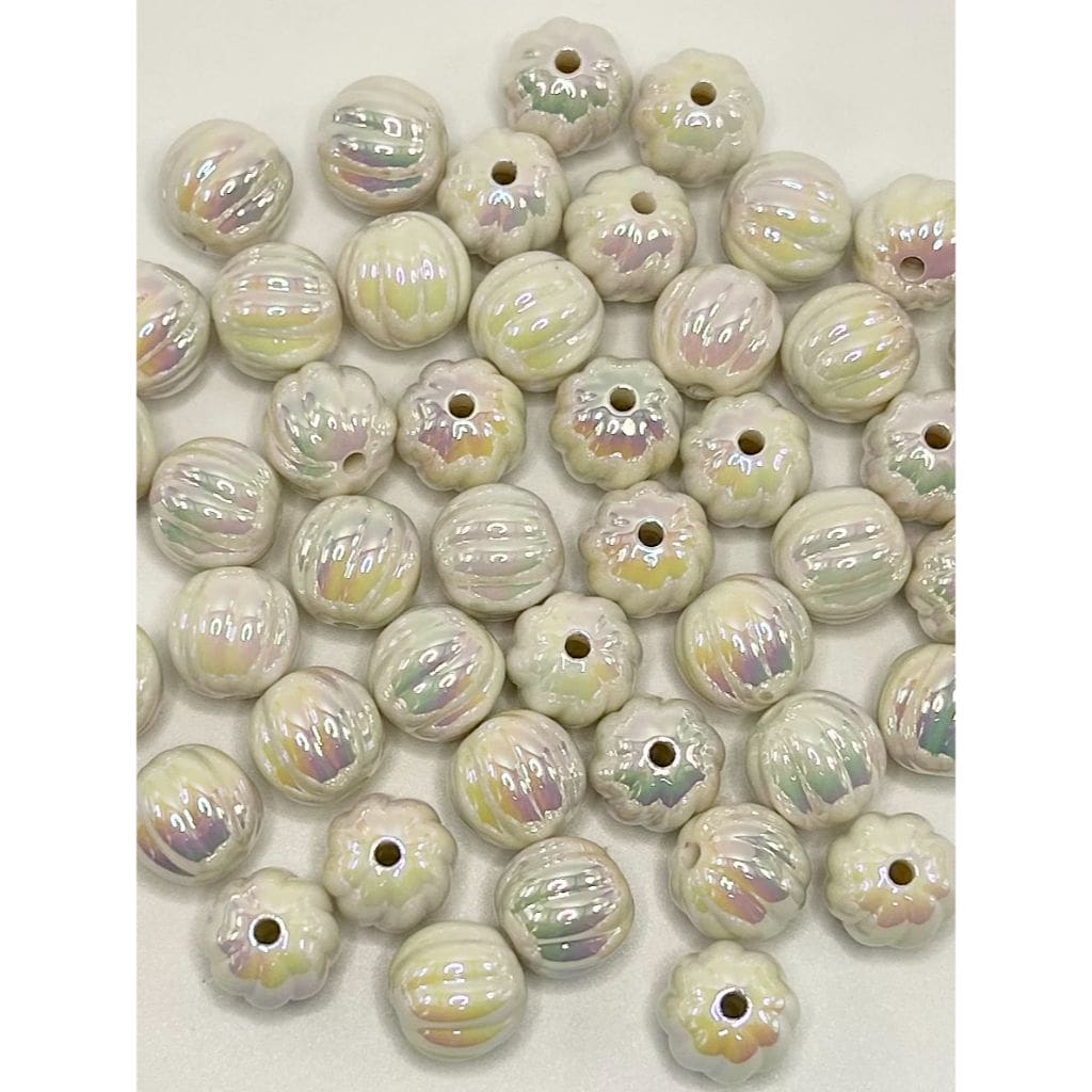 UV finish Textured Pumpkin Shaped Acrylic Beads with Stripes, 16mm, Random Mix, LD, Please Read the Description