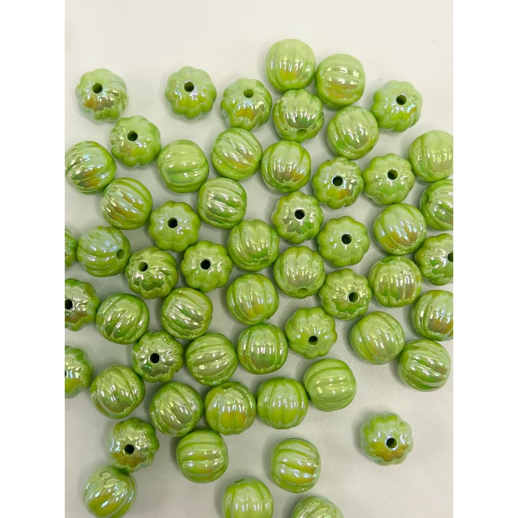 UV finish Textured Pumpkin Shaped Acrylic Beads with Stripes, 16mm, Random Mix, LD, Please Read the Description
