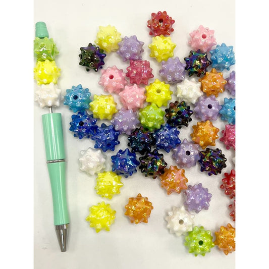 Textured Bumpy Sea Urchin Spiky Acrylic Beads, 16mm, LL