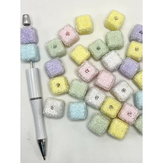 Cube Square Sugar Acrylic Beads, Light Color, 16mm