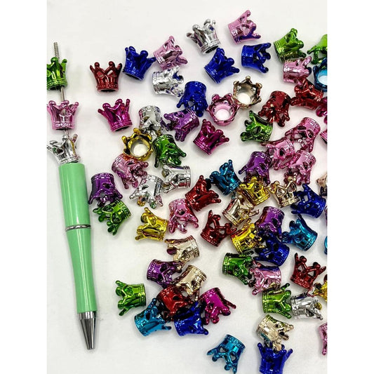 Cute Crown Metallic Color Acrylic Beads, 10mm, LL