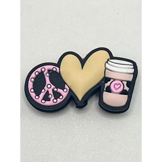Heart Peace Sign Coffee Silicone Focal Beads