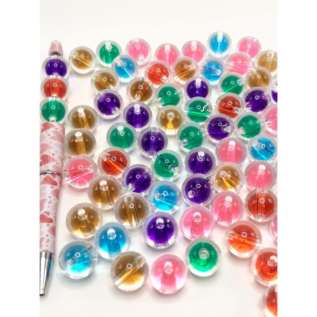 Round Dark Color Double Layer Clear Acrylic Beads, 16mm