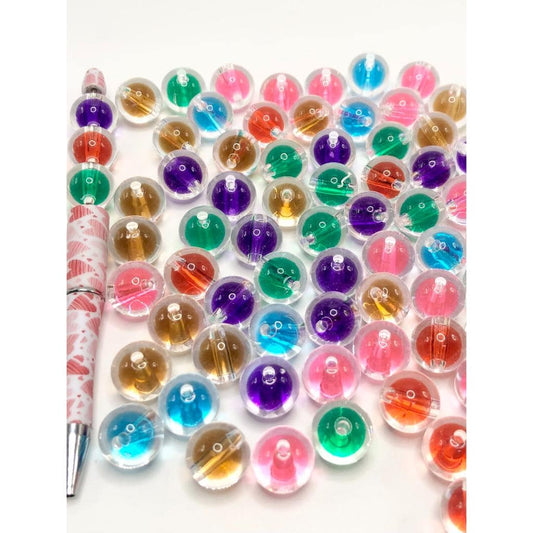 Round Dark Color Double Layer Clear Acrylic Beads, 16mm