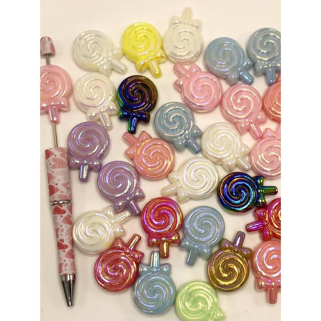 Lollipop Lolly Luminous Acrylic Beads with Bowtie, 32mm by 22mm, HS