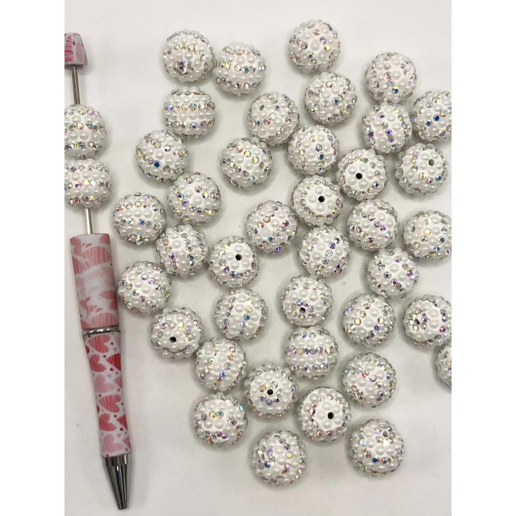 Pearl and Rhinestone Clay Beads,16mm, ZY
