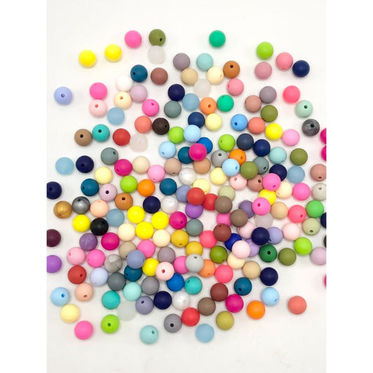 Mix of Small Silicone Beads in Solid Colors, 9mm Silicone Beads, Size 9mm