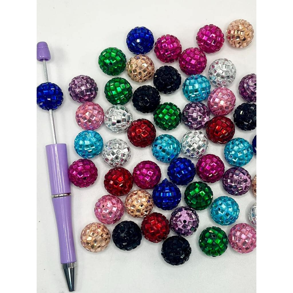 Disco Ball Sparkling Clay Beads with Crystal Rhinestones, 16mm