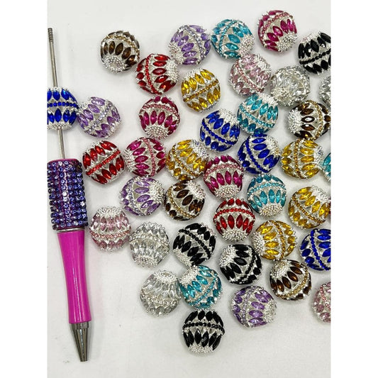 Silver Pins Horse Eye Shape Rhinestones Metal Beads, 16mm