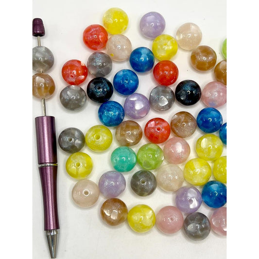 Glitter & Heart Inside Acrylic Beads, 16mm  WM