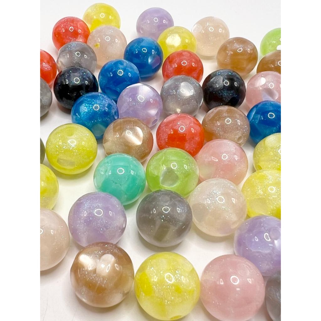 Acrylic Beads with Glitter & Heart Inside, 16mm  WM