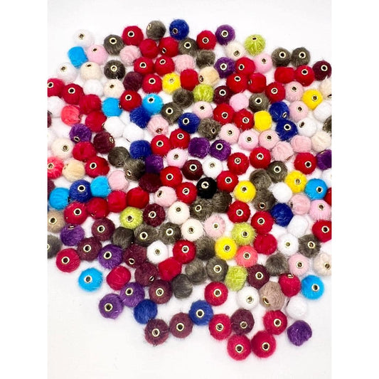 Solid Colored Pom Pom Fluffy Hard Beads