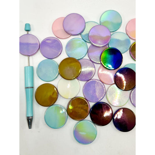 Flat Back Disk Plain Background Flat Round Acrylic Beads, Size 32mm, LD