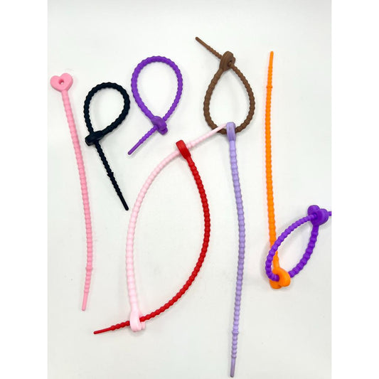 Tamper Seal Zip Tie Silicone Keychains, Random Mix Colors, 20.5cm 8 inches, YF