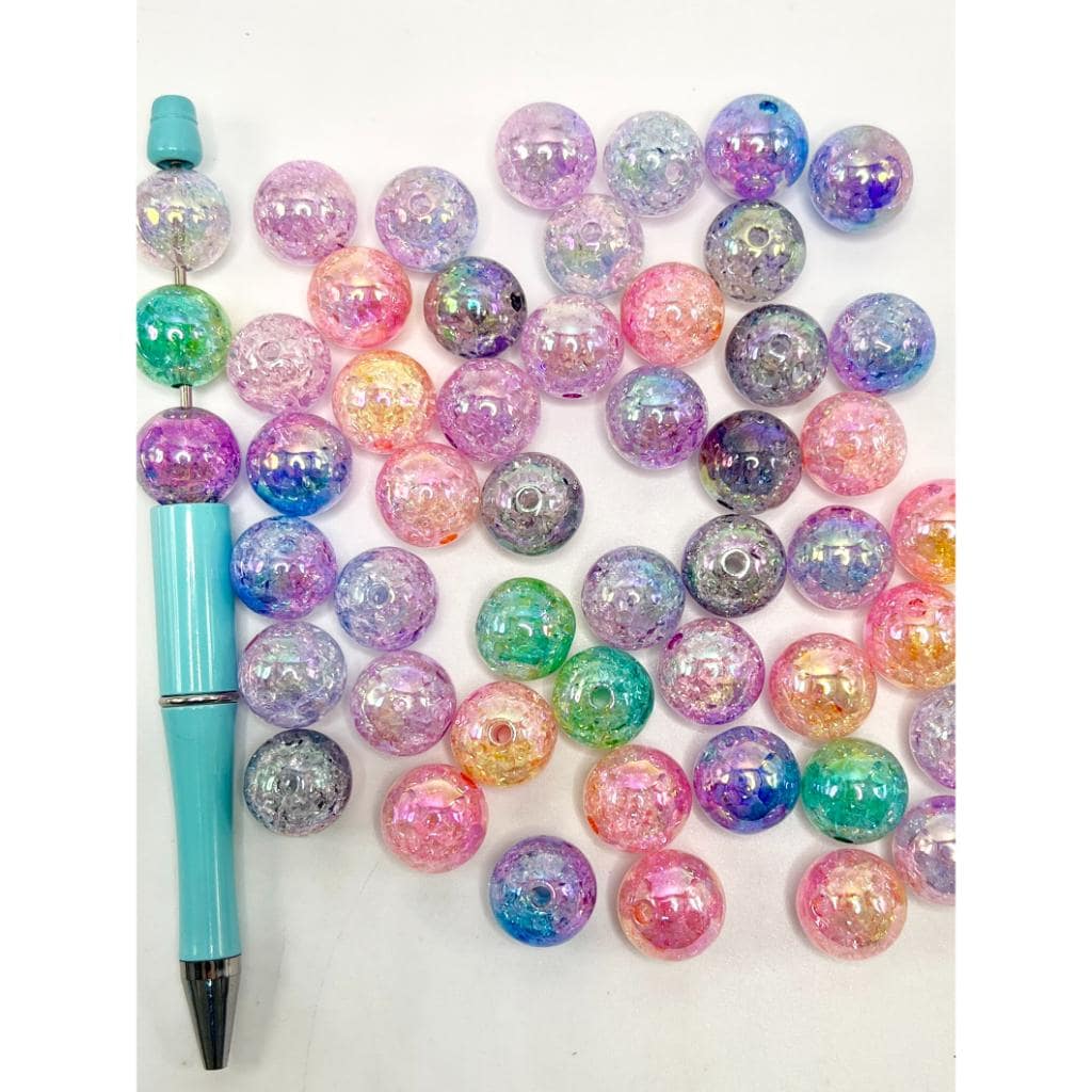 Ombre Color Crackle Acrylic Beads, 16mm, Random Mix Color, CM
