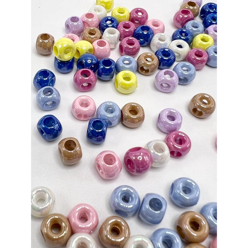 Pastel Color Four-Hole Quadripuntal Spacer Acrylic Beads with UV Plating, 8mm, CM