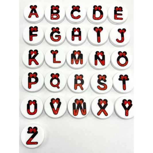 Alphabet Letters Printed Round Letter Beads, Round Silicone Focal Beads