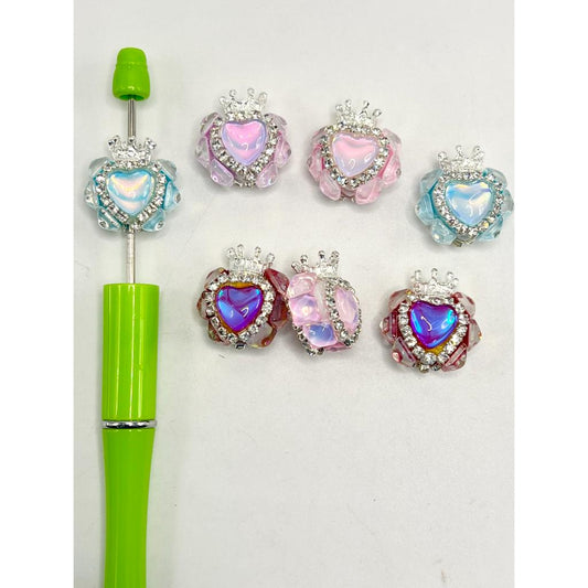 Crystal Rhinestones Crown Fancy Heart Acrylic Beads
