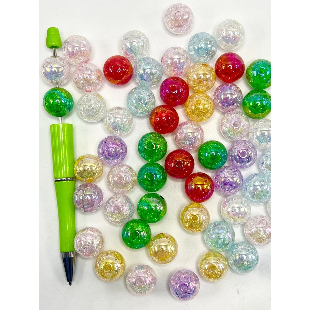UV Finish Various Colors Crackle Acrylic Beads 16 mm
