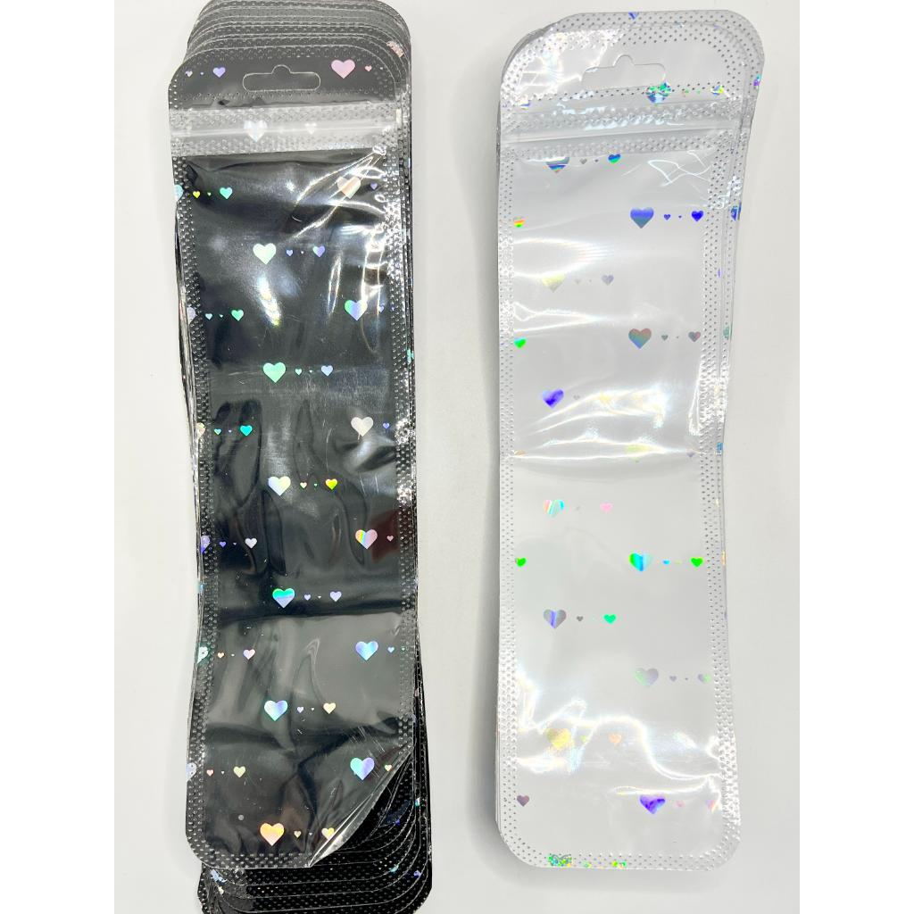 Heart Resealable Ziplock Bags & Star & Moon with Non Woven Fabric Back for Beadable Pens, UV Finish, 6.5*21cm