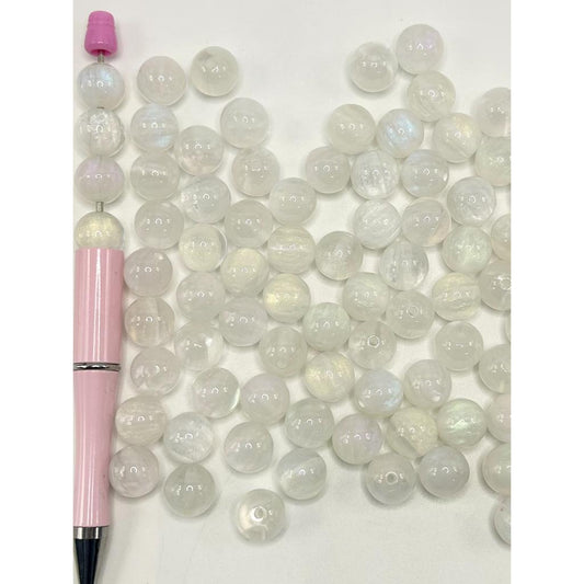 See Thru Colorful Glitter White Acrylic Beads, 12mm, WM