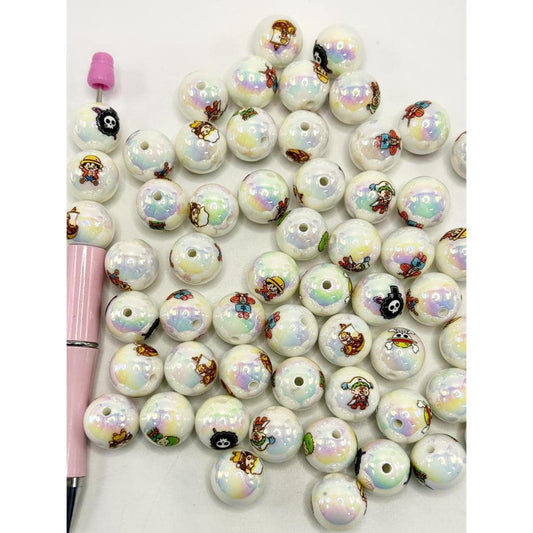 Cartoon One Piece Acrylic Beads, Spooky Skeleton, 16mm, XY