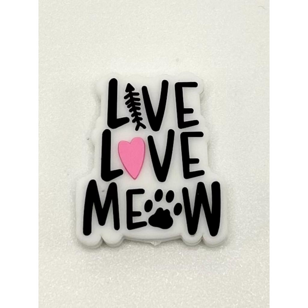 Paw Cat Live Love Mew Silicone Focal Beads