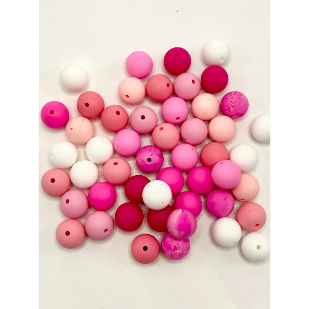 Solid Colored Valentine's Day Silicone Beads, 15mm, Random Mix