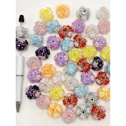 Small Flower Acrylic Rhinestone Beads  20mm