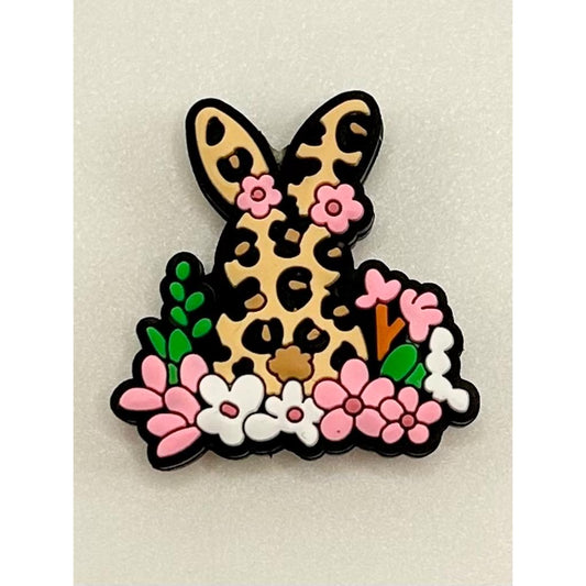 Flower Easter Day with Leopard Rabbit Silicone Focal Beads