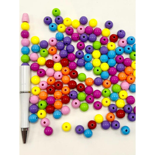 UV Coating Milk & Soda Bottle Colorful Round Shaped Acrylic Waist Beads for Jewelry Making 10mm