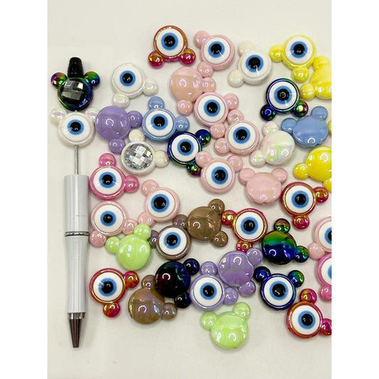 Mini Round Mouse Evil Eye Eyes Acrylic Beads , UV, WQ