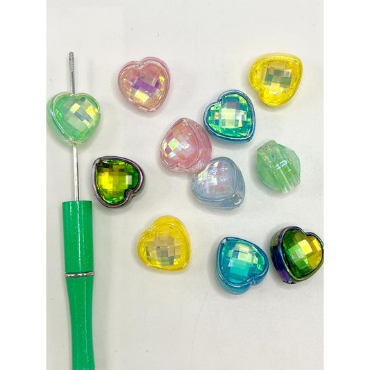 See Thru Heart Shape Double Sides Heart Crystal Acrylic Beads, YY