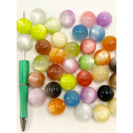 Cute Cat Eye Style Acrylic Beads, 20mm, Random Mix Color, WM