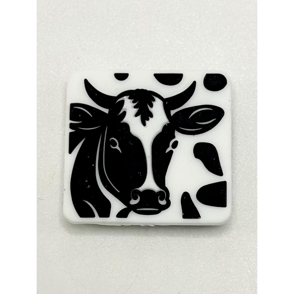 White & Black Cow Silicone Focal Beads