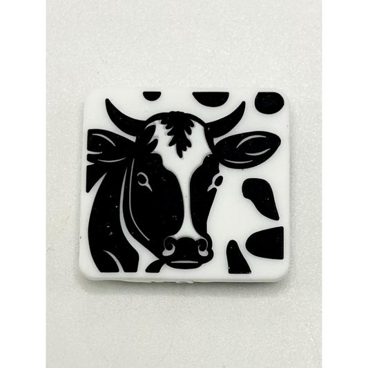 White & Black Cow Silicone Focal Beads