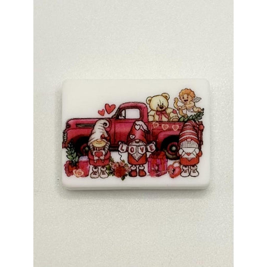 Heart Love Red Car Valentines Day Silicone Focal Beads