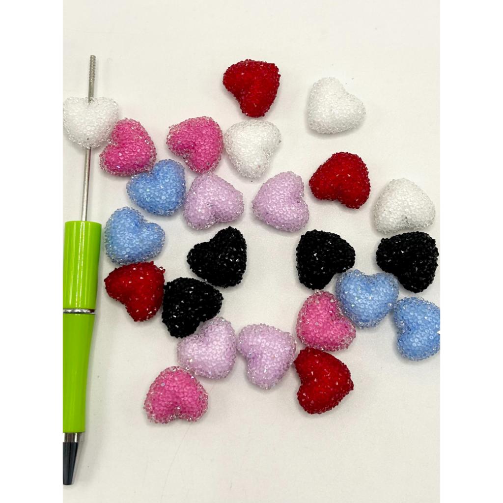 Love Heart Sugar Beads, 17mm by 20mm, Random Mix Color, MG