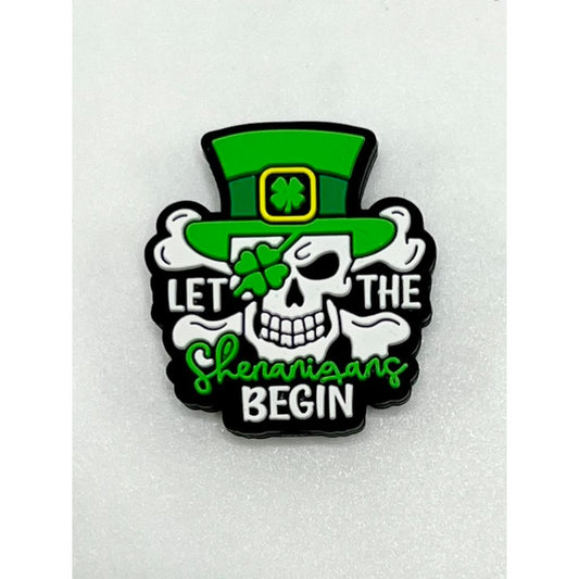 ST Patrick's Day Let The Shenanigans Begin Skull Silicone Focal Beads