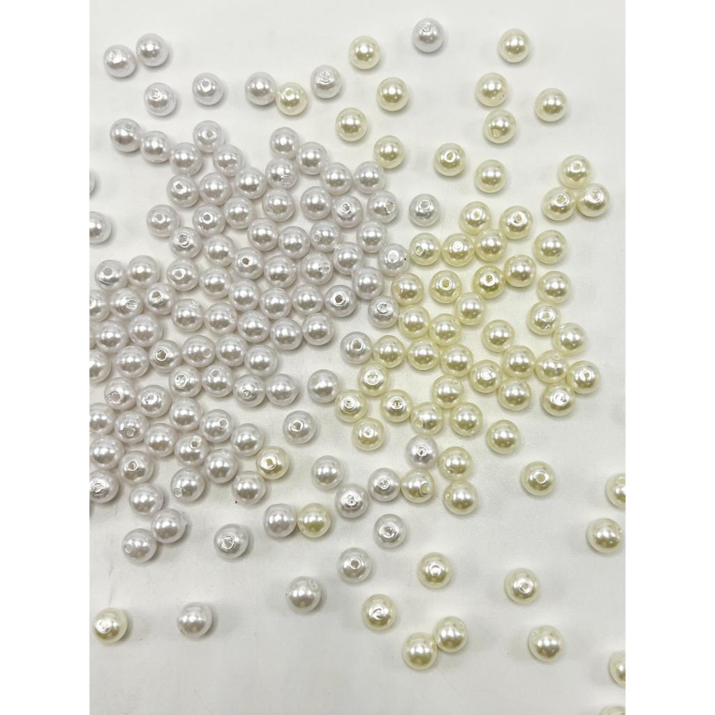 Mini Small Tiny Pearl Style White & Beige Color Round Acrylic Waist Beads for Jewelry Making 8mm