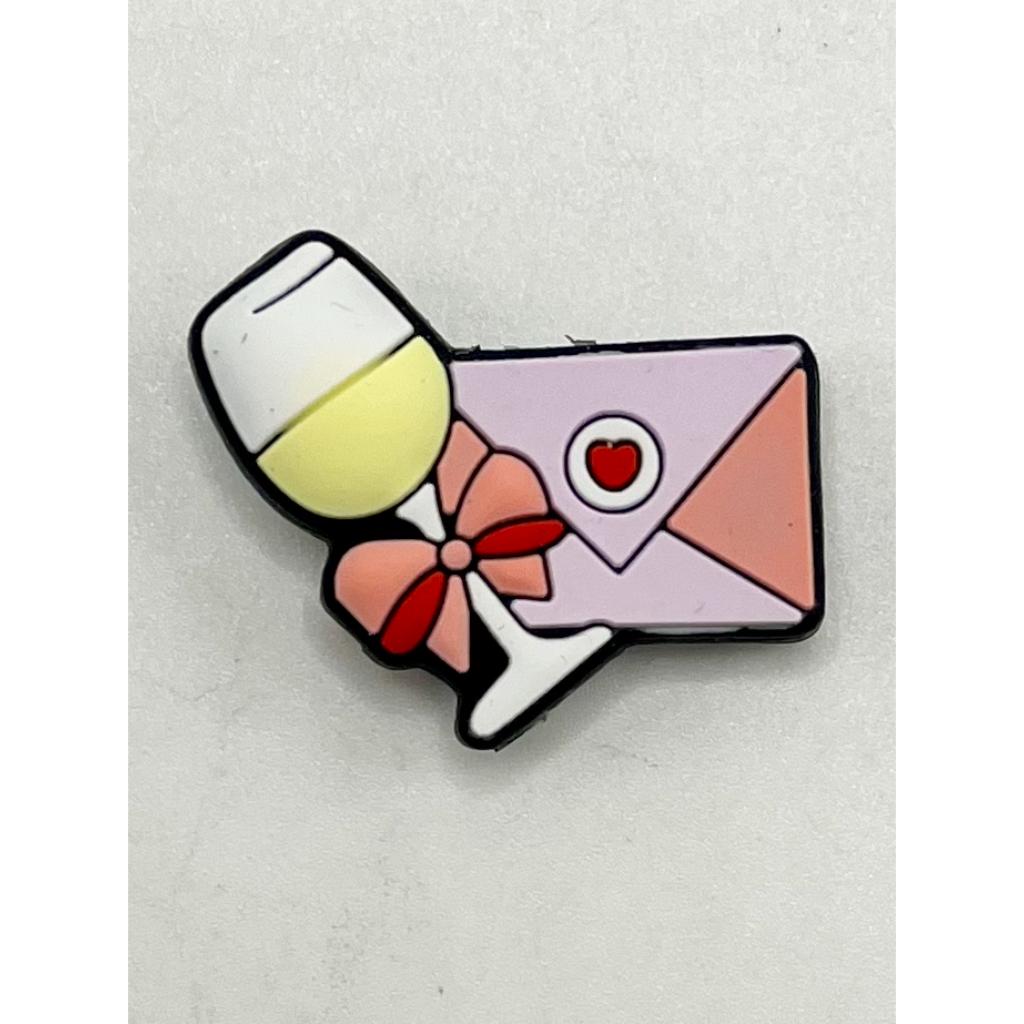 Red Wine and Heart Envelope Silicone Focal Beads