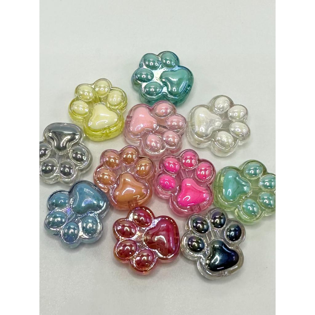 See Thru Cat Paw Design Acrylic Beads random mix