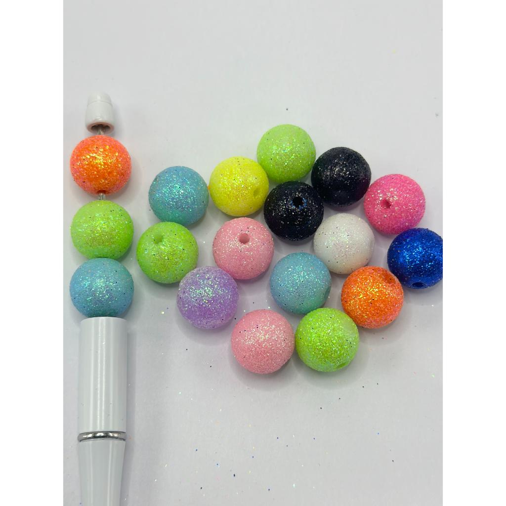 Shiny Glitter Bright Neon Colors Acrylic Beads, 16mm and 20mm, HS